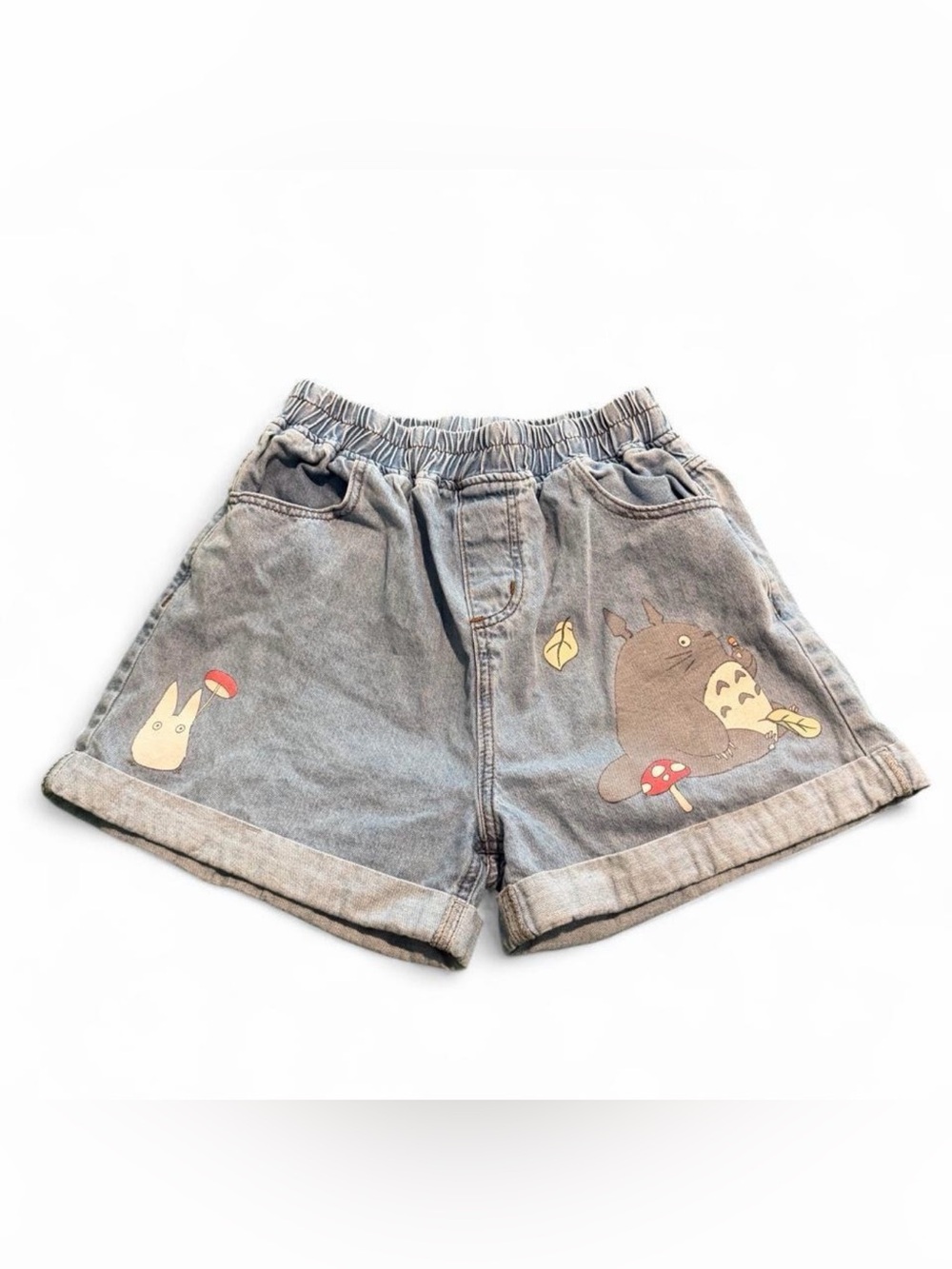My neighbor Totoro denim shorts with elastic waistband